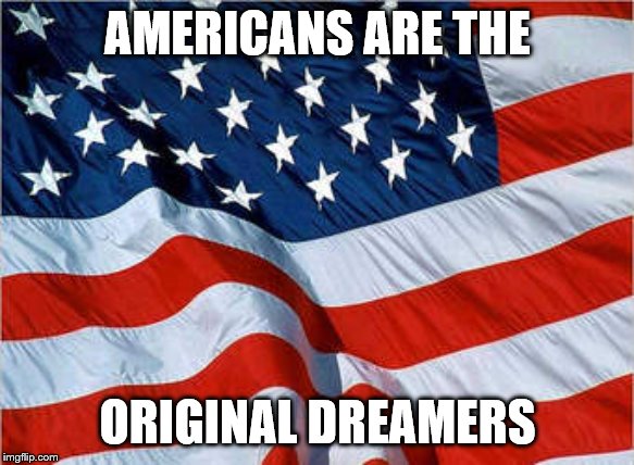 USA Flag | AMERICANS ARE THE; ORIGINAL DREAMERS | image tagged in usa flag | made w/ Imgflip meme maker