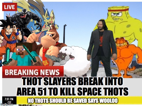 We could use them | THOT SLAYERS BREAK INTO AREA 51 TO KILL SPACE THOTS; NO THOTS SHOULD BE SAVED SAYS WOOLOO | image tagged in area 51 | made w/ Imgflip meme maker