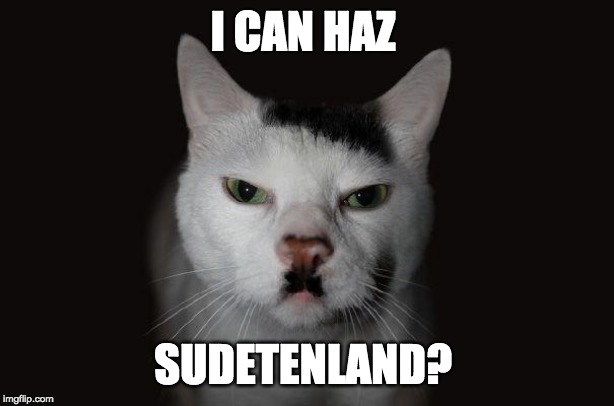 Hitler Cat | I CAN HAZ; SUDETENLAND? | image tagged in hitler cat | made w/ Imgflip meme maker