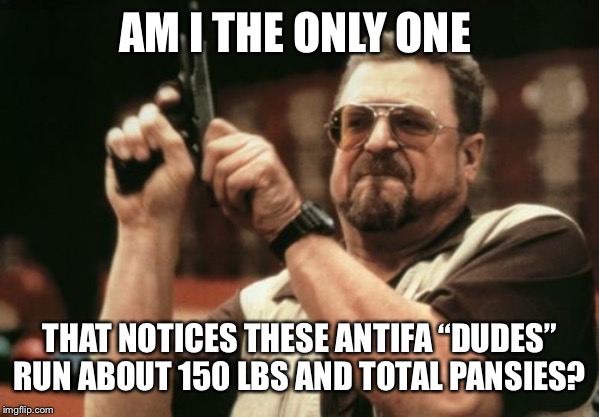 Am I The Only One Around Here Meme | AM I THE ONLY ONE; THAT NOTICES THESE ANTIFA “DUDES” RUN ABOUT 150 LBS AND TOTAL PANSIES? | image tagged in memes,am i the only one around here | made w/ Imgflip meme maker
