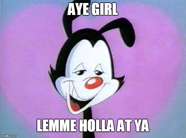 Aye Girl Lemme Holla At Ya | AYE GIRL; LEMME HOLLA AT YA | image tagged in yakko hello nurse,yakko | made w/ Imgflip meme maker
