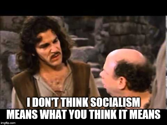 i don't think it means | I DON'T THINK SOCIALISM MEANS WHAT YOU THINK IT MEANS | image tagged in i don't think it means | made w/ Imgflip meme maker