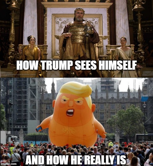 #Jokepotus | HOW TRUMP SEES HIMSELF; AND HOW HE REALLY IS | image tagged in trump balloon,memes,politics,impeach trump,maga | made w/ Imgflip meme maker