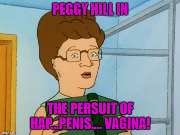 Peggy Hill Book | PEGGY HILL IN THE PERSUIT OF HAP...P**IS.... VA**NA! | image tagged in peggy hill book | made w/ Imgflip meme maker