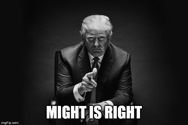 Donald Trump Thug Life | MIGHT IS RIGHT | image tagged in donald trump thug life,might is right,supremacist,narcissist,heartless,divider | made w/ Imgflip meme maker