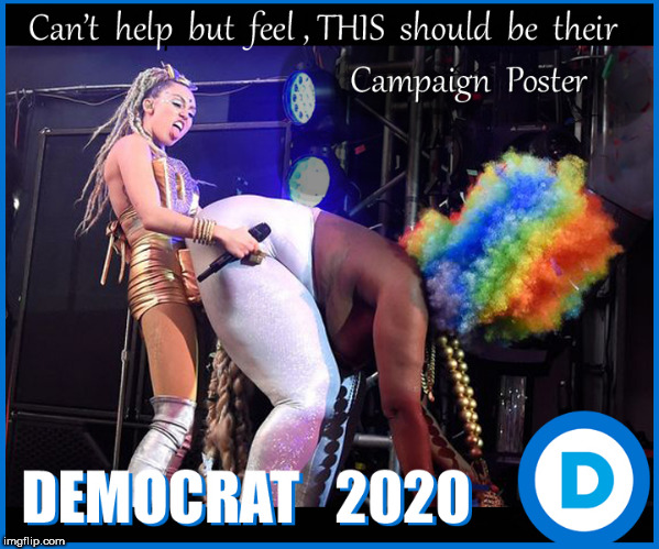 Vote DEMOCRAT 2020 | image tagged in election 2020,miley cyrus,democrats,lol so funny,politics lol,memes | made w/ Imgflip meme maker