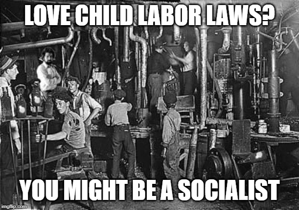 Child Labor | LOVE CHILD LABOR LAWS? YOU MIGHT BE A SOCIALIST | image tagged in child labor | made w/ Imgflip meme maker