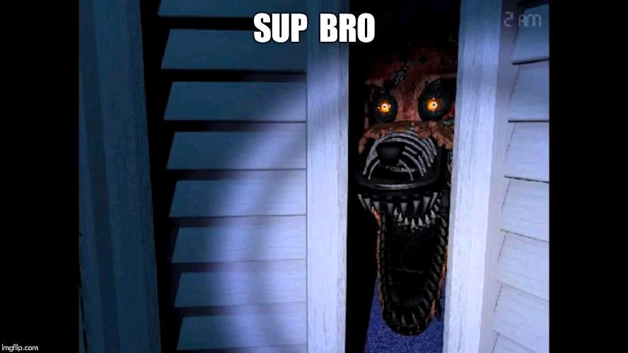 Foxy FNaF 4 | SUP  BRO | image tagged in foxy fnaf 4 | made w/ Imgflip meme maker
