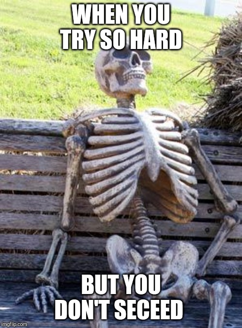 oof | WHEN YOU TRY SO HARD BUT YOU DON'T SECEED | image tagged in memes,waiting skeleton | made w/ Imgflip meme maker