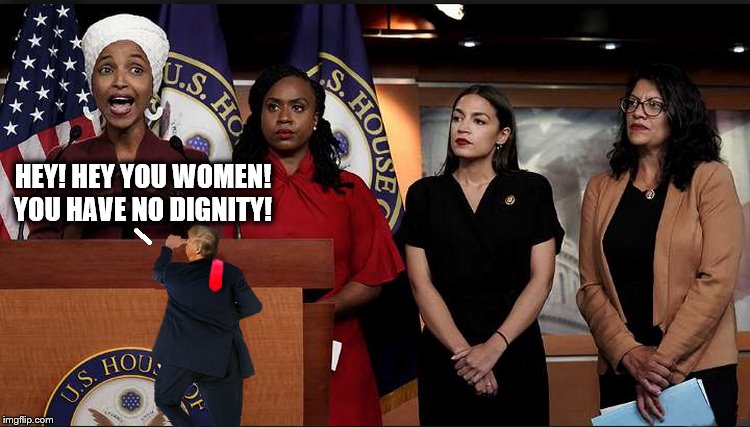 Th Wee Man Speaks! | HEY! HEY YOU WOMEN! YOU HAVE NO DIGNITY! | image tagged in donald trump,impeach trump,loser,congress,heroes | made w/ Imgflip meme maker