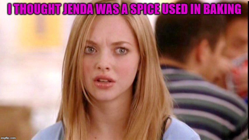 Dumb Blonde | I THOUGHT JENDA WAS A SPICE USED IN BAKING | image tagged in dumb blonde | made w/ Imgflip meme maker