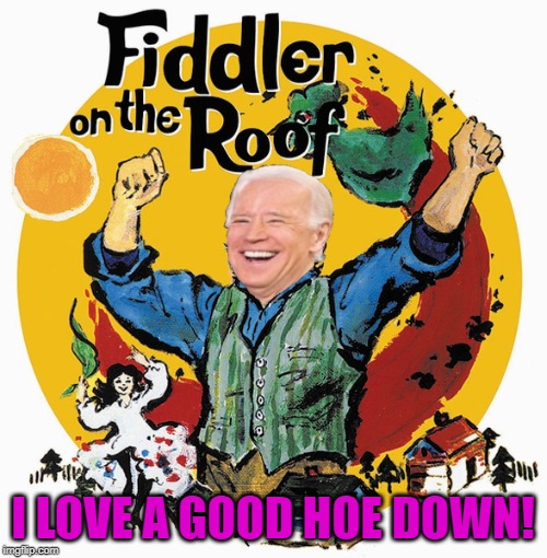Joe Biden Fiddler On The Roof | I LOVE A GOOD HOE DOWN! | image tagged in joe biden fiddler on the roof | made w/ Imgflip meme maker