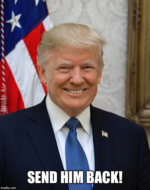 There has to be a special place for racist idiots... | SEND HIM BACK! | image tagged in donald trump,racist | made w/ Imgflip meme maker