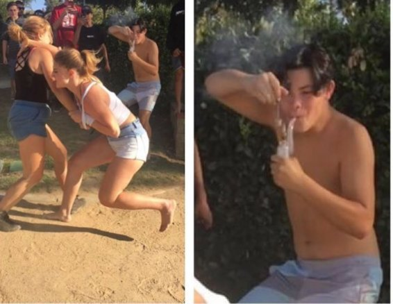 Girls fighting while guy rips a bong Blank Meme Template