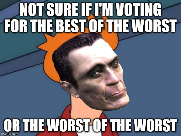Futurama Fry | NOT SURE IF I'M VOTING FOR THE BEST OF THE WORST; OR THE WORST OF THE WORST | image tagged in memes,futurama fry,voting booth,worst,best,2020 elections | made w/ Imgflip meme maker