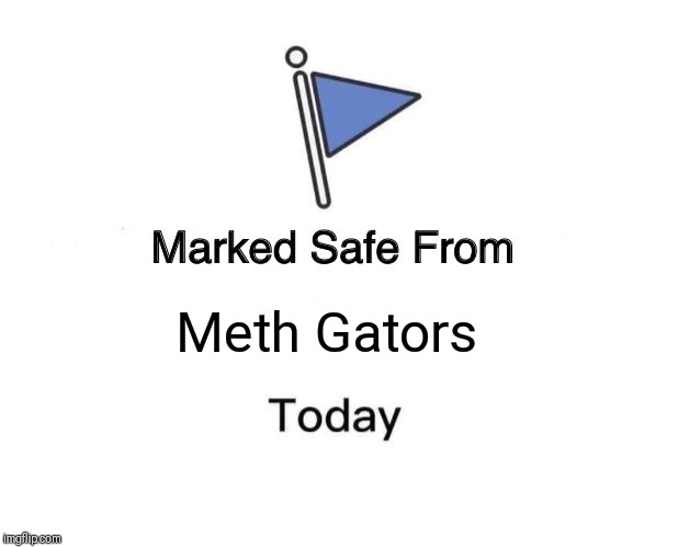 Marked Safe From Meme | Meth Gators | image tagged in memes,marked safe from | made w/ Imgflip meme maker