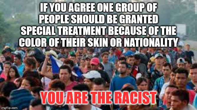 You are a Racist If......... | IF YOU AGREE ONE GROUP OF PEOPLE SHOULD BE GRANTED SPECIAL TREATMENT BECAUSE OF THE COLOR OF THEIR SKIN OR NATIONALITY; YOU ARE THE RACIST | image tagged in racism,illegal aliens,illigal immigrants,illegal immigration,illegal immigrant | made w/ Imgflip meme maker