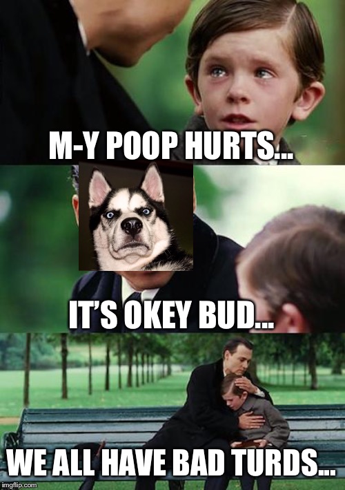 Finding Neverland | M-Y POOP HURTS... IT’S OKEY BUD... WE ALL HAVE BAD TURDS... | image tagged in memes,finding neverland | made w/ Imgflip meme maker