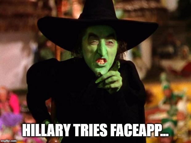 wicked witch  | HILLARY TRIES FACEAPP... | image tagged in wicked witch | made w/ Imgflip meme maker