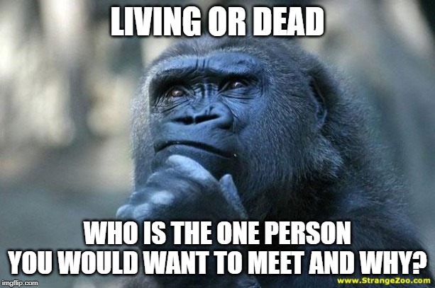 It's an old question | LIVING OR DEAD; WHO IS THE ONE PERSON YOU WOULD WANT TO MEET AND WHY? | image tagged in deep thoughts,think tank | made w/ Imgflip meme maker