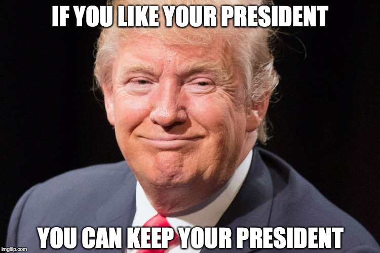 President Donald Trump | IF YOU LIKE YOUR PRESIDENT; YOU CAN KEEP YOUR PRESIDENT | image tagged in president donald trump,election 2020 | made w/ Imgflip meme maker