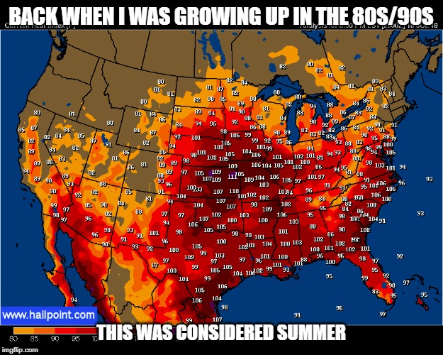 Welcome To The Dog Days of Summer! | BACK WHEN I WAS GROWING UP IN THE 80S/90S; THIS WAS CONSIDERED SUMMER | image tagged in heat wave 2019,summer 2019 | made w/ Imgflip meme maker