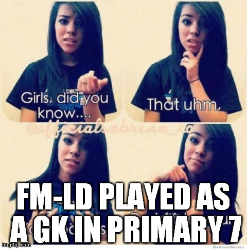 FM-LD PLAYED AS A GK IN PRIMARY 7 | image tagged in fm-ld | made w/ Imgflip meme maker