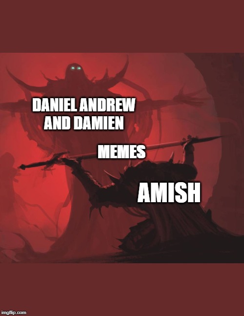 Man giving sword to larger man | DANIEL ANDREW AND DAMIEN; MEMES; AMISH | image tagged in man giving sword to larger man | made w/ Imgflip meme maker