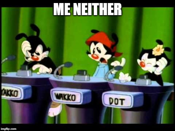 Animaniacs | ME NEITHER | image tagged in animaniacs | made w/ Imgflip meme maker