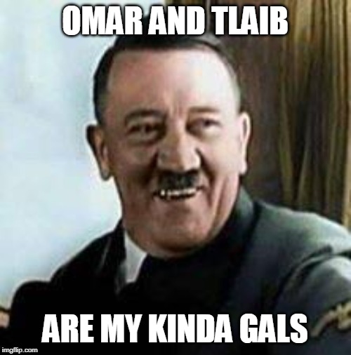 laughing hitler | OMAR AND TLAIB ARE MY KINDA GALS | image tagged in laughing hitler | made w/ Imgflip meme maker