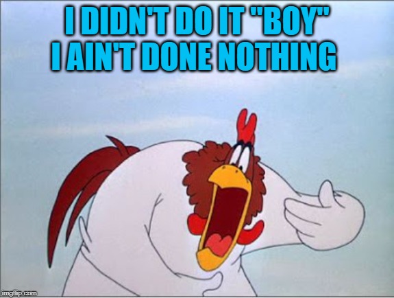 foghorn | I DIDN'T DO IT "BOY"
I AIN'T DONE NOTHING | image tagged in foghorn | made w/ Imgflip meme maker