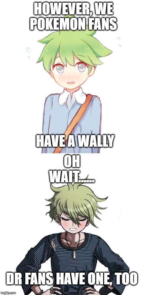 HOWEVER, WE POKEMON FANS HAVE A WALLY OH WAIT...... DR FANS HAVE ONE, TOO | made w/ Imgflip meme maker