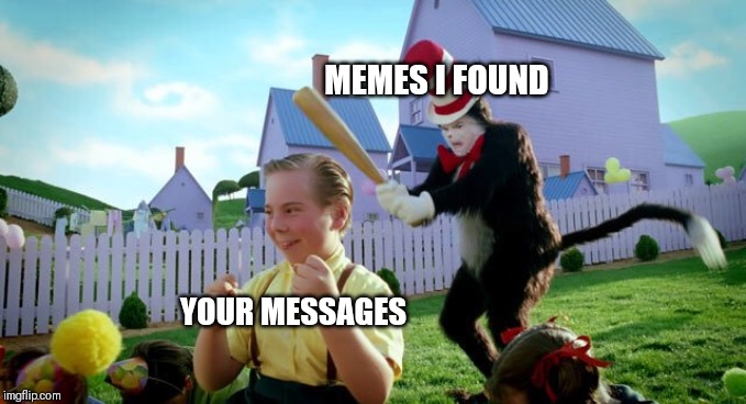 Cat & The Hat | MEMES I FOUND; YOUR MESSAGES | image tagged in cat  the hat | made w/ Imgflip meme maker