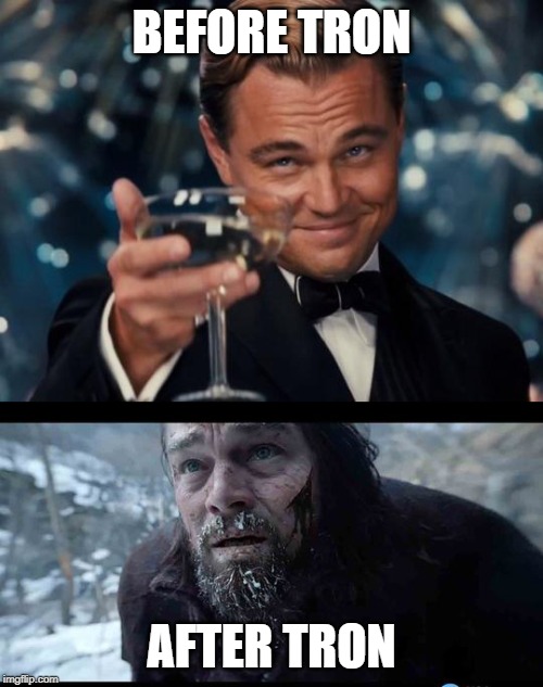 leo before after | BEFORE TRON; AFTER TRON | image tagged in leo before after | made w/ Imgflip meme maker