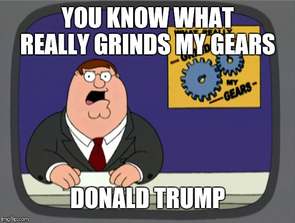 Peter Griffin News | YOU KNOW WHAT REALLY GRINDS MY GEARS; DONALD TRUMP | image tagged in memes,peter griffin news,you know what grinds my gears,you know what really grinds my gears,donald trump,family guy | made w/ Imgflip meme maker