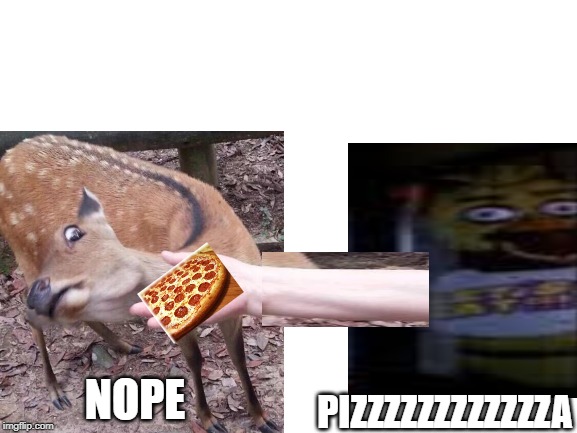 shut up chica >:( | PIZZZZZZZZZZZZA; NOPE | image tagged in chica looking in window fnaf,food,funny,idk,is dis meme dead | made w/ Imgflip meme maker