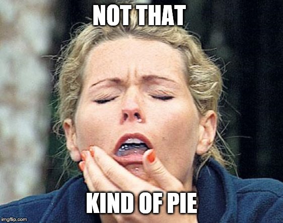 Gagging | NOT THAT KIND OF PIE | image tagged in gagging | made w/ Imgflip meme maker