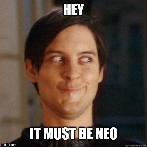 evil smile | HEY IT MUST BE NEO | image tagged in evil smile | made w/ Imgflip meme maker