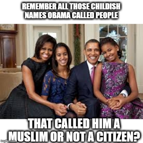 Imagine if Obama paid off a hooker to be quiet | REMEMBER ALL THOSE CHILDISH NAMES OBAMA CALLED PEOPLE; THAT CALLED HIM A MUSLIM OR NOT A CITIZEN? | image tagged in memes,politics,obama,maga,miss me yet,impeach trump | made w/ Imgflip meme maker