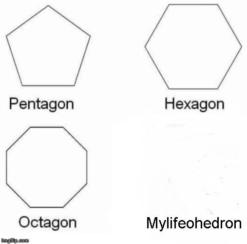 Pentagon Hexagon Octagon | Mylifeohedron | image tagged in memes,pentagon hexagon octagon | made w/ Imgflip meme maker