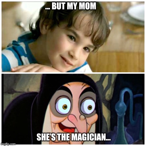 What I see when watching the Sodastream commercial | ... BUT MY MOM; SHE’S THE MAGICIAN... | image tagged in tv ads,witch | made w/ Imgflip meme maker