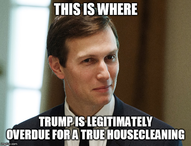 Jared Kushner | THIS IS WHERE TRUMP IS LEGITIMATELY OVERDUE FOR A TRUE HOUSECLEANING | image tagged in jared kushner | made w/ Imgflip meme maker