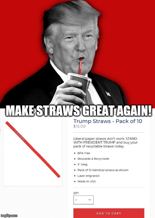 Make Straws Great Again! | MAKE STRAWS GREAT AGAIN! | image tagged in trump,maga,liberals,troll,straws | made w/ Imgflip meme maker