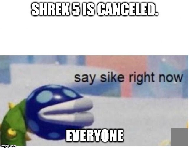 say sike right now | SHREK 5 IS CANCELED. EVERYONE | image tagged in say sike right now | made w/ Imgflip meme maker