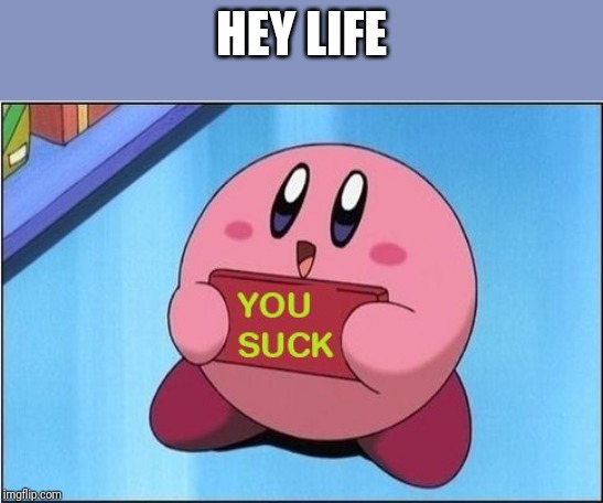 Kirby says You Suck | HEY LIFE | image tagged in kirby says you suck | made w/ Imgflip meme maker