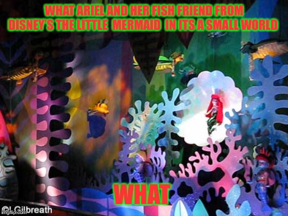 WHAT ARIEL AND HER FISH FRIEND FROM DISNEY’S THE LITTLE  MERMAID  IN ITS A SMALL WORLD; WHAT | made w/ Imgflip meme maker