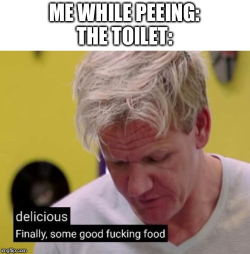 Finally, some good fucking food | ME WHILE PEEING:
THE TOILET: | image tagged in finally some good fucking food | made w/ Imgflip meme maker