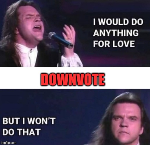 I would do anything for love | DOWNVOTE | image tagged in i would do anything for love | made w/ Imgflip meme maker