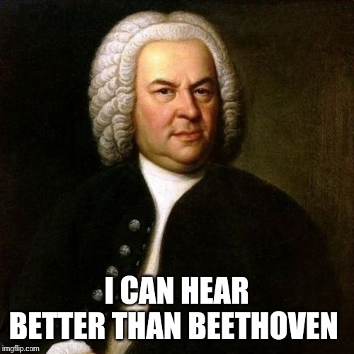 Bach | I CAN HEAR BETTER THAN BEETHOVEN | image tagged in bach | made w/ Imgflip meme maker