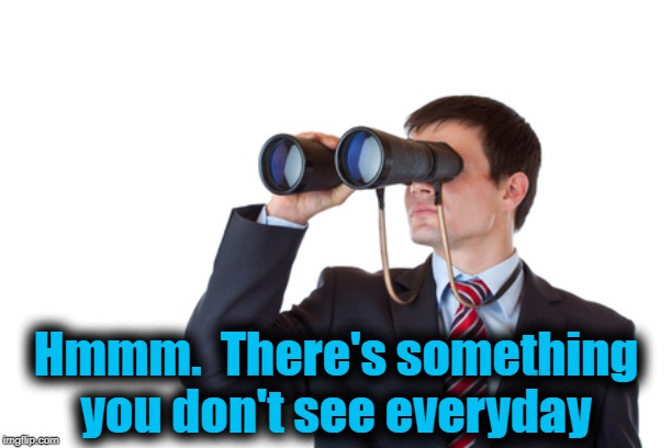 Binoculars | Hmmm.  There's something you don't see everyday | image tagged in binoculars | made w/ Imgflip meme maker